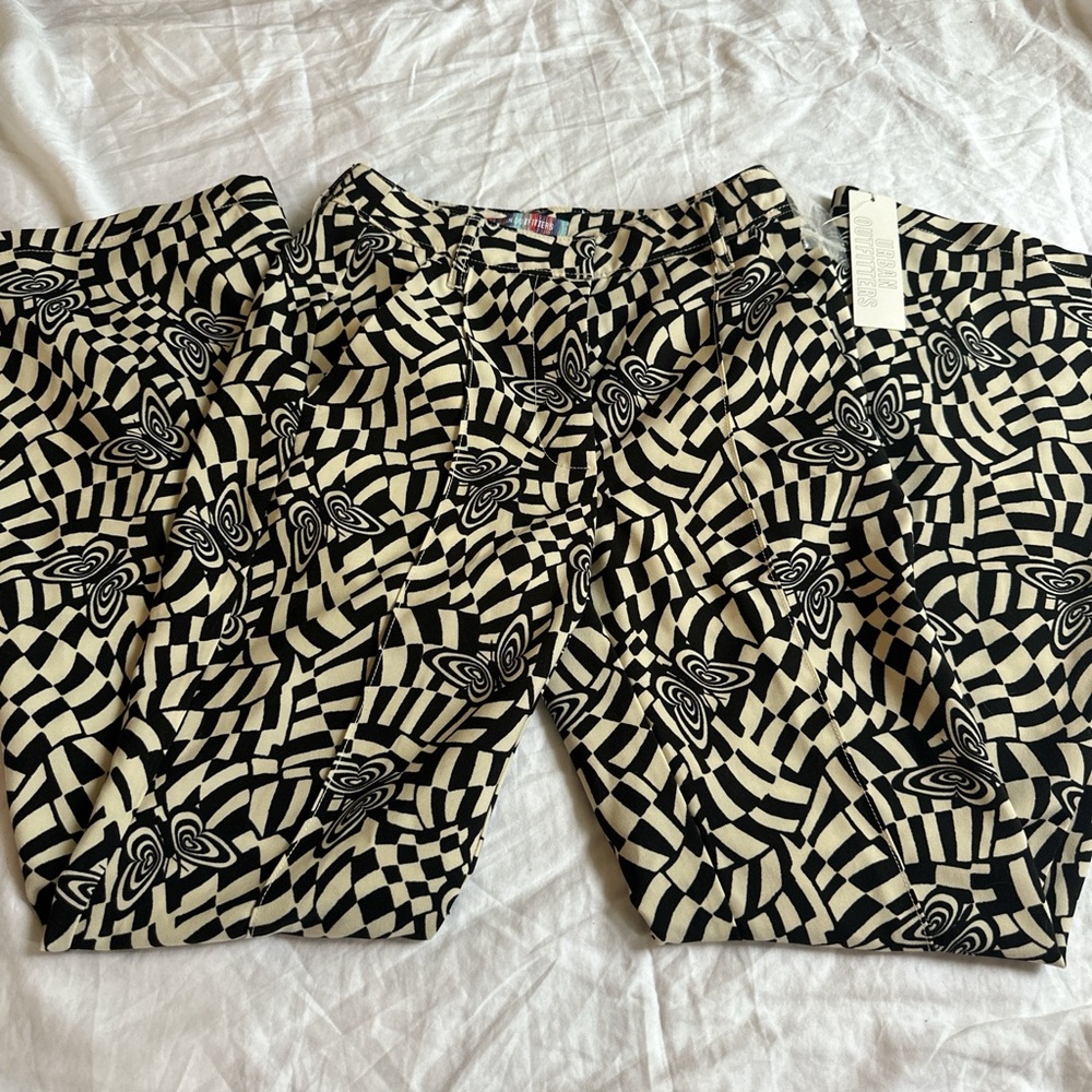 Urban Outfitters Black and White Geometric Flare Pants